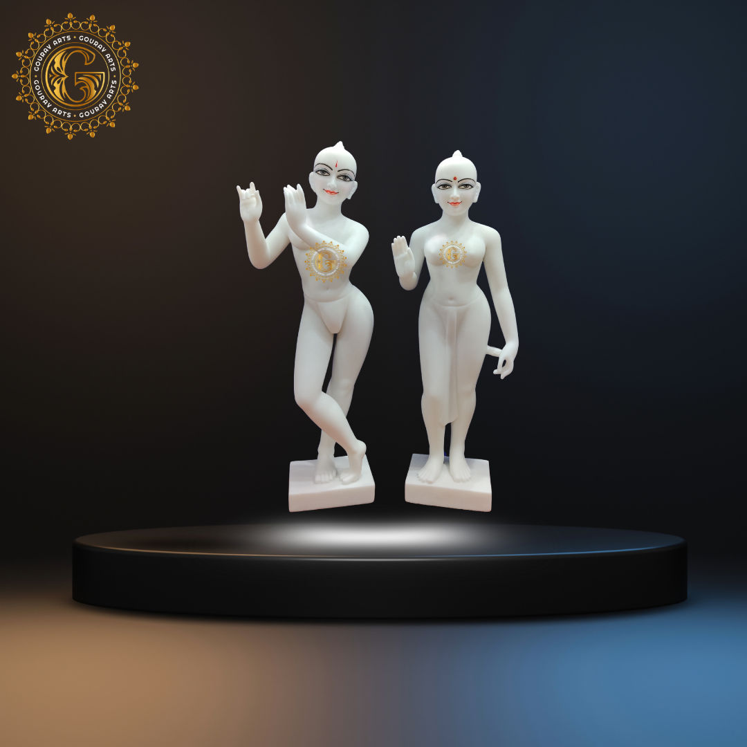 ISKCON Pure White Radha Krishna Statue