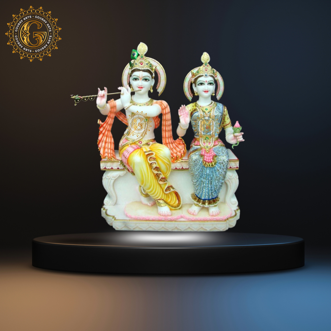 12Radha Krishna Marble Statue