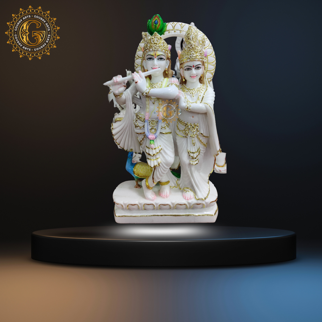 16Radha Krishna Marble Statue