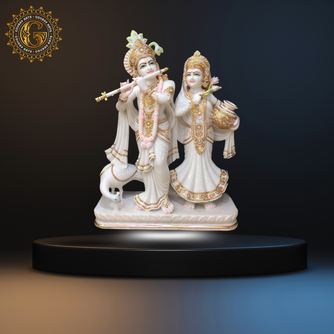 17Radha Krishna Marble Statue