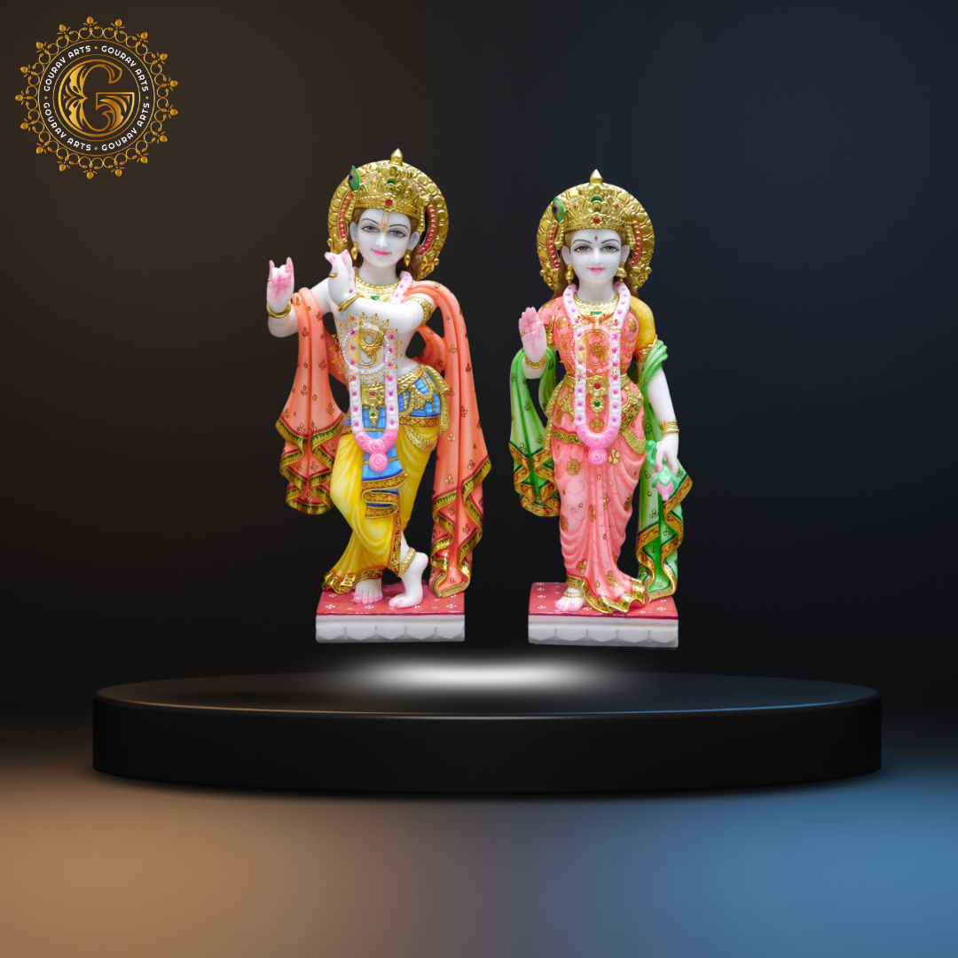 19Radha Krishna Marble Statue