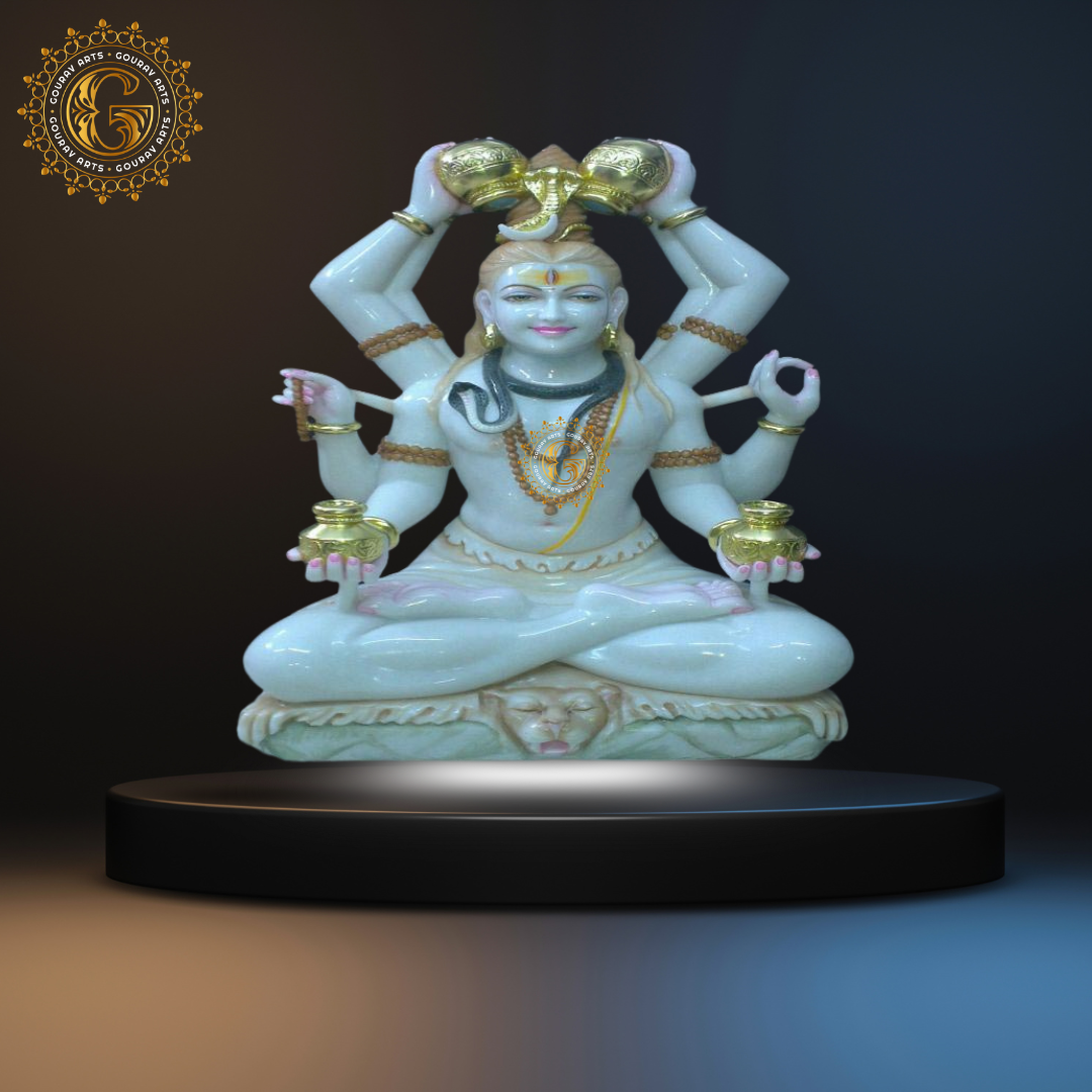 Gold Marble Shiva Statue