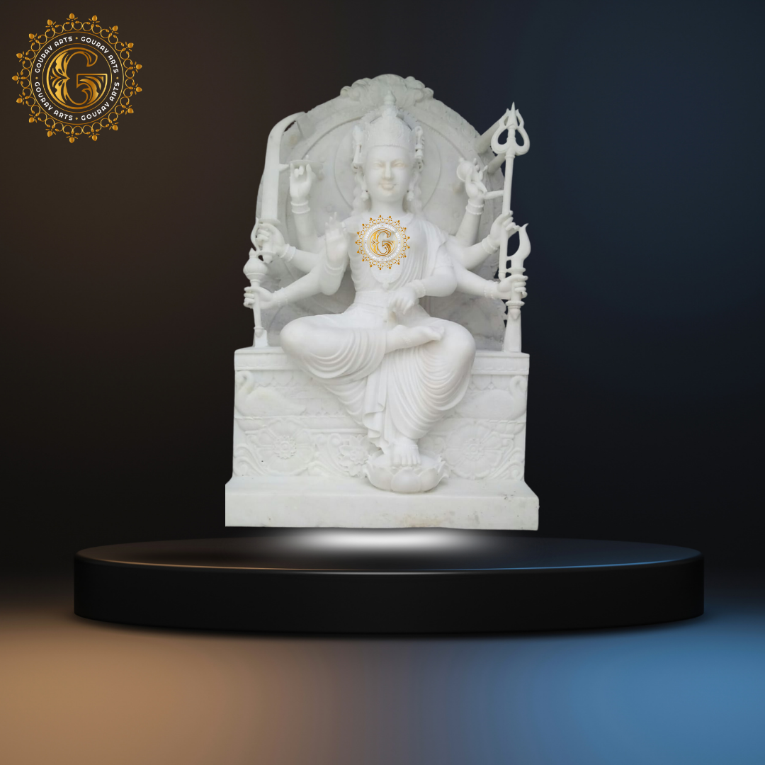 Pure White Marble Durga Maa Statue