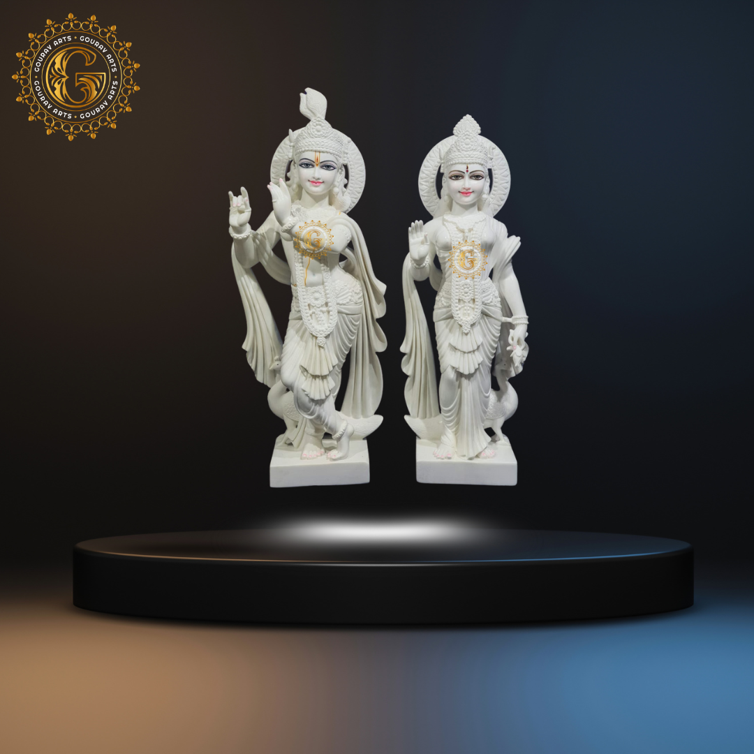 22Radha Krishna Marble Statue