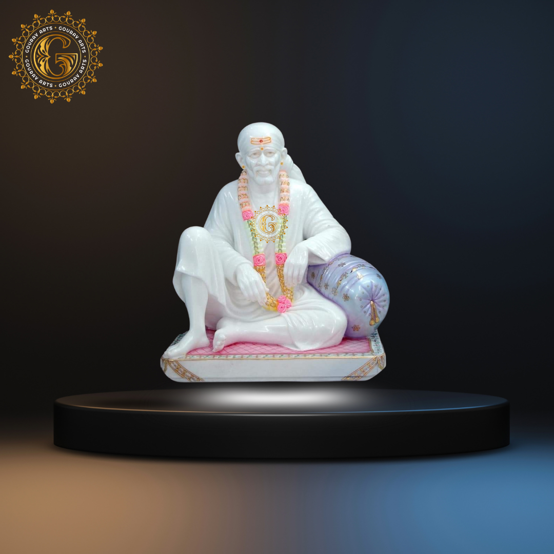 White Dwarkamai Sai Baba Marble Statue