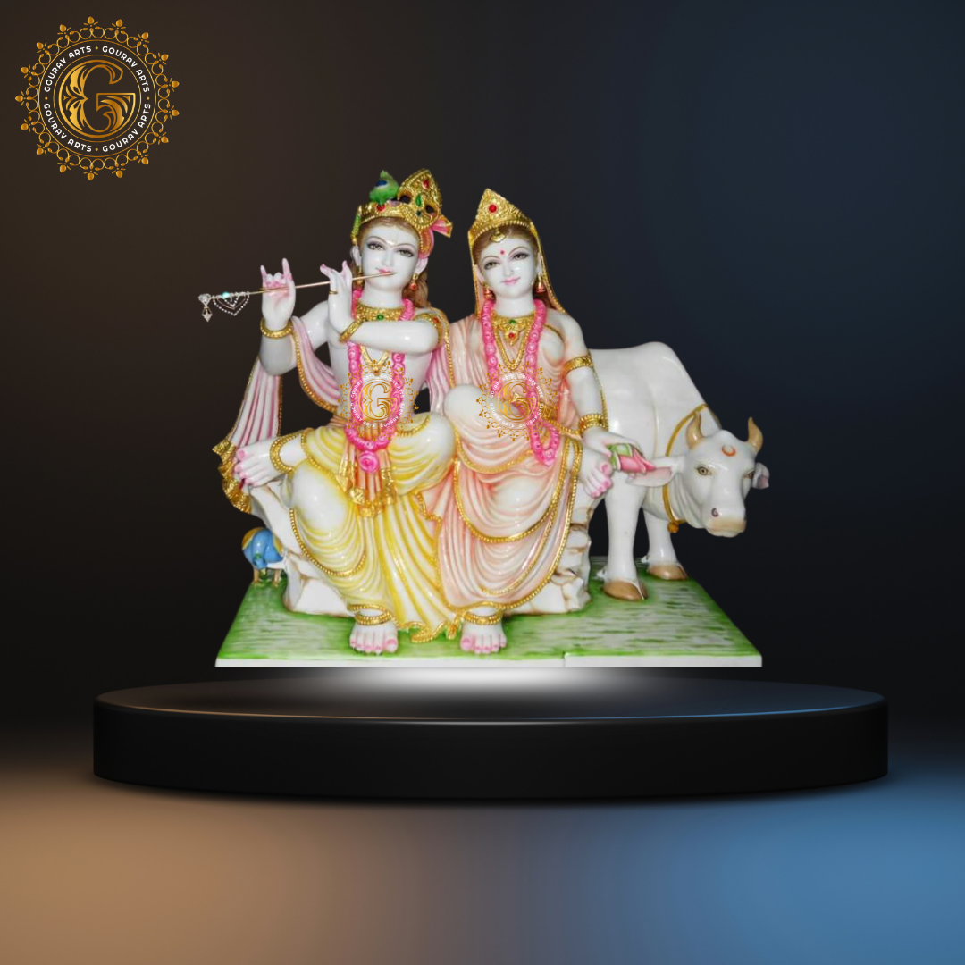 Jugal Radha Krishna Marble Statue
