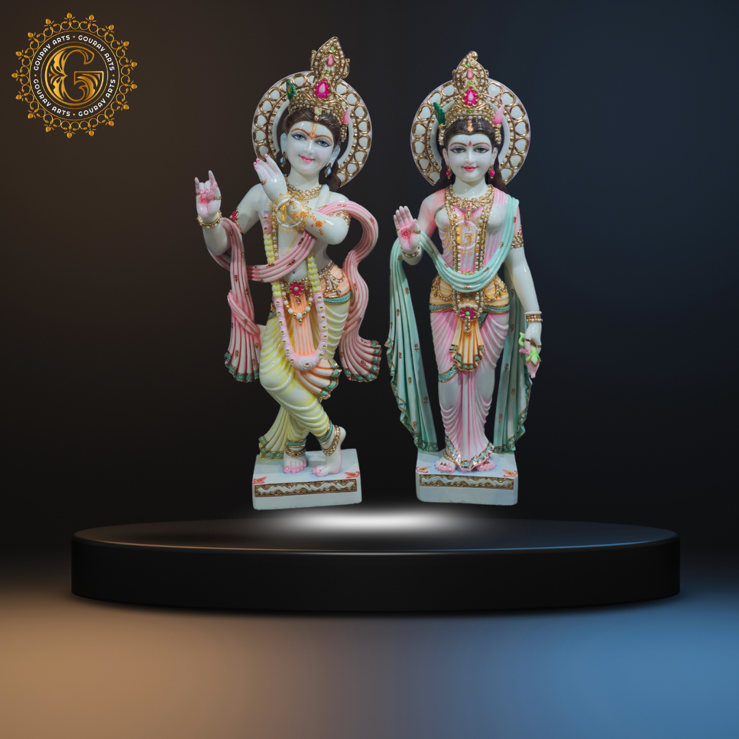 28Radha Krishna Marble Statue