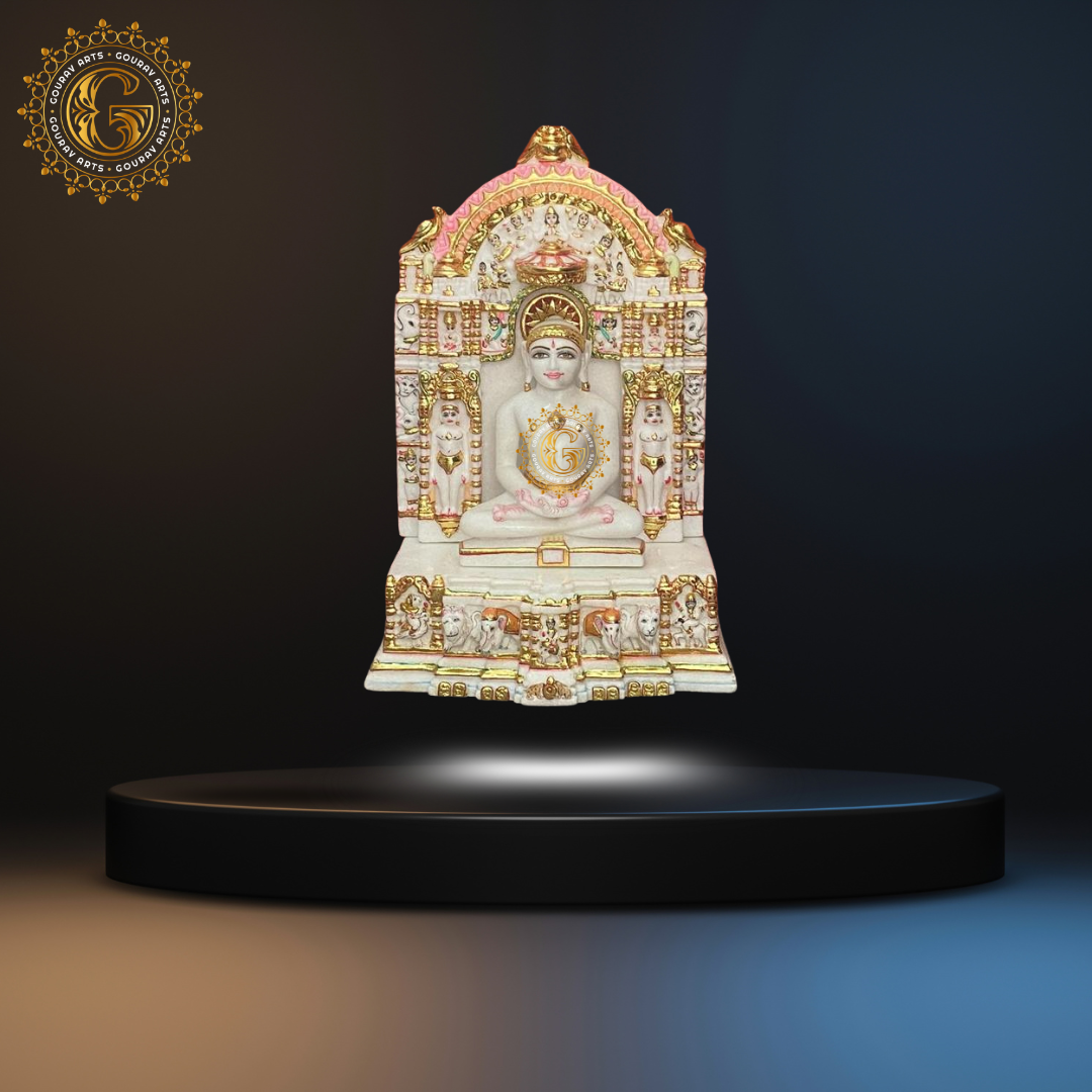 Marble Mahaveer Swami with Parikar Statue