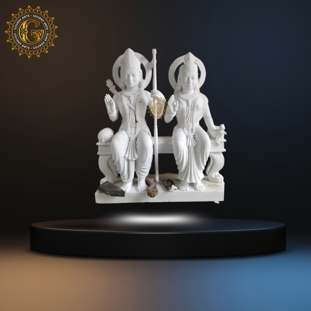 White Marble Mata Sita Ram Ji Statue
