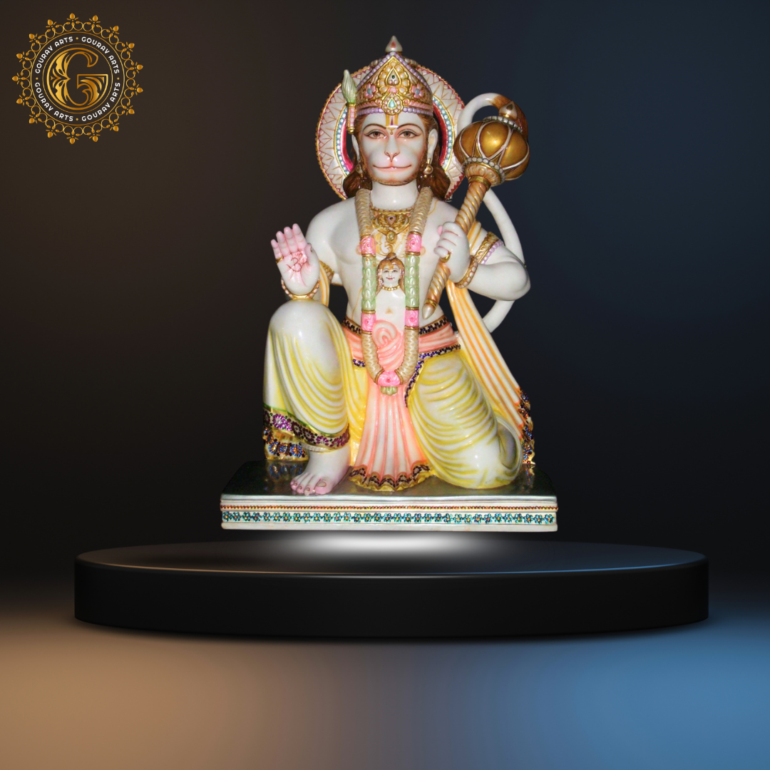 Colorful Marble Hanuman Ji Statue