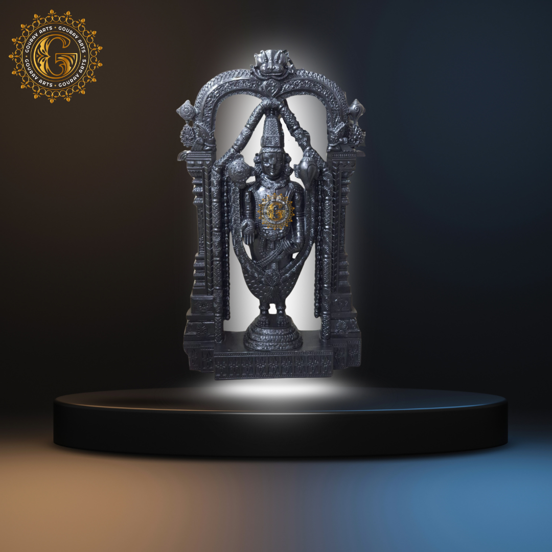 Pure Black Marble Tirupati Balaji Statue
