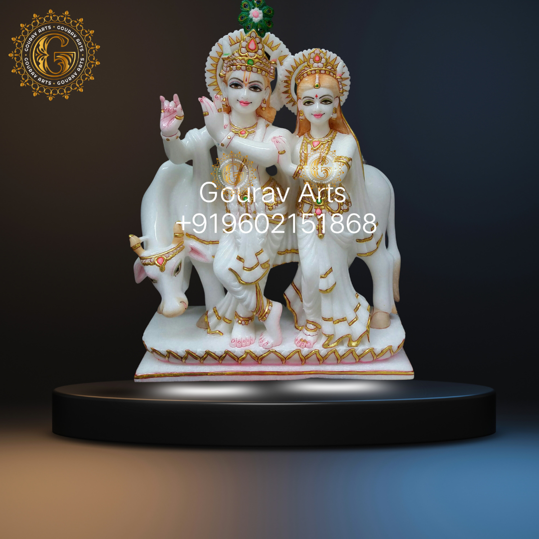 38Radha Krishna Marble Statue