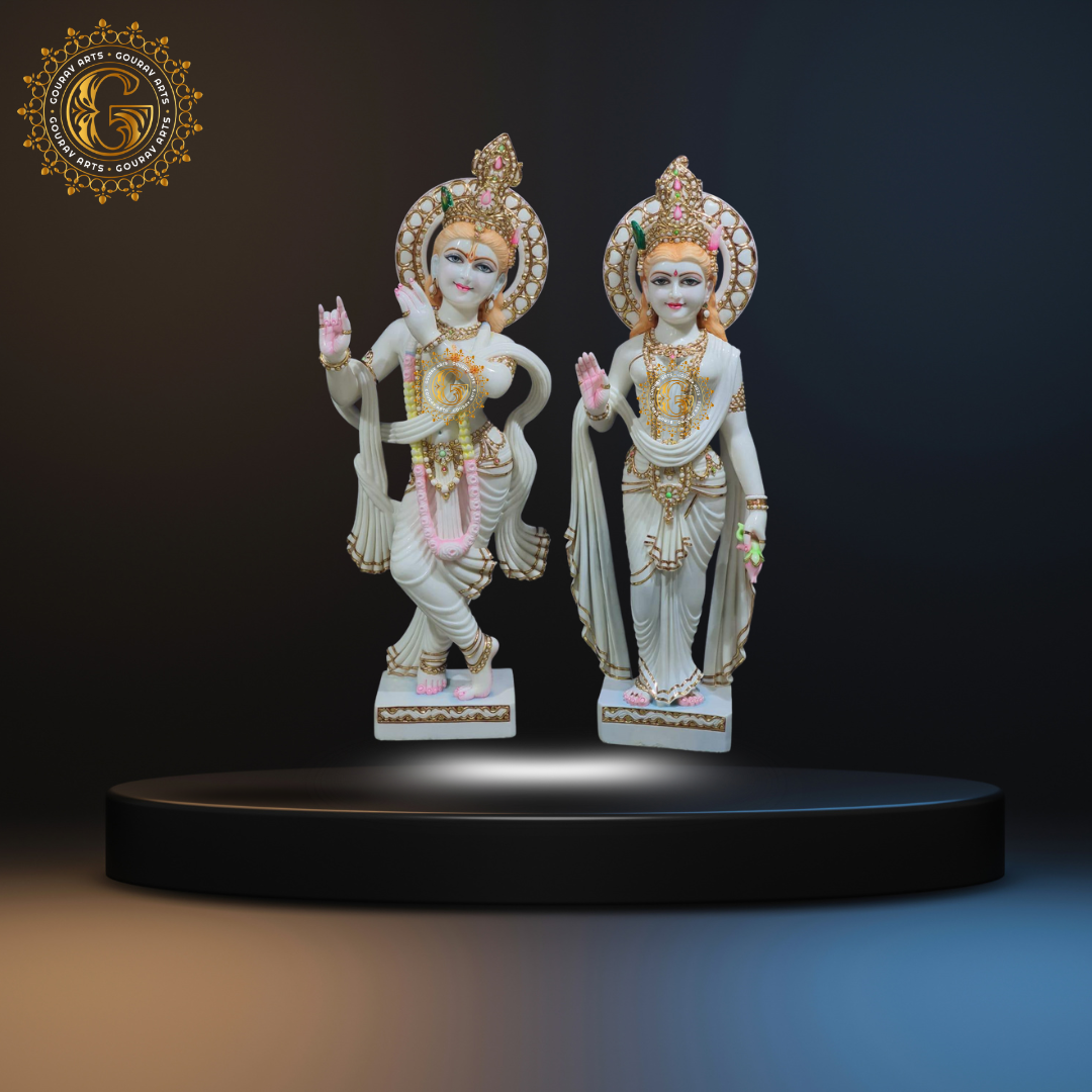 3Radha Krishna Marble Statue