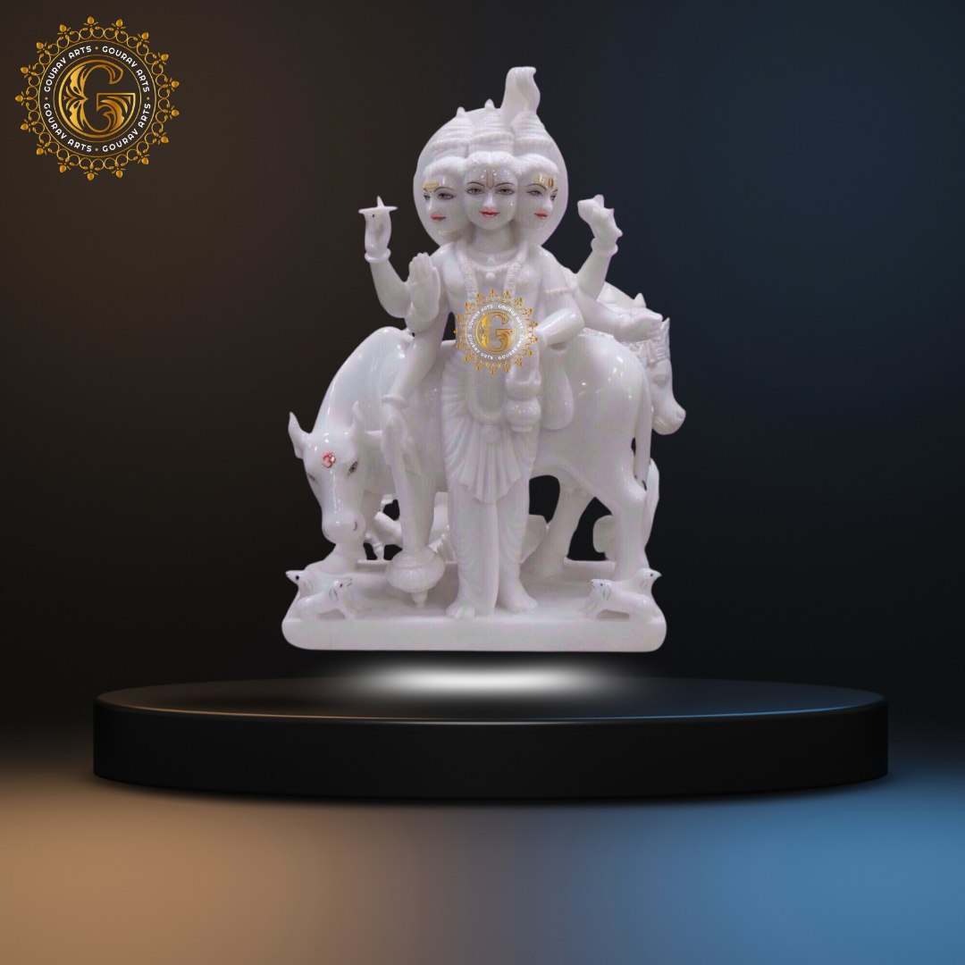 Bhagwan Dattatreya White Marble Statue
