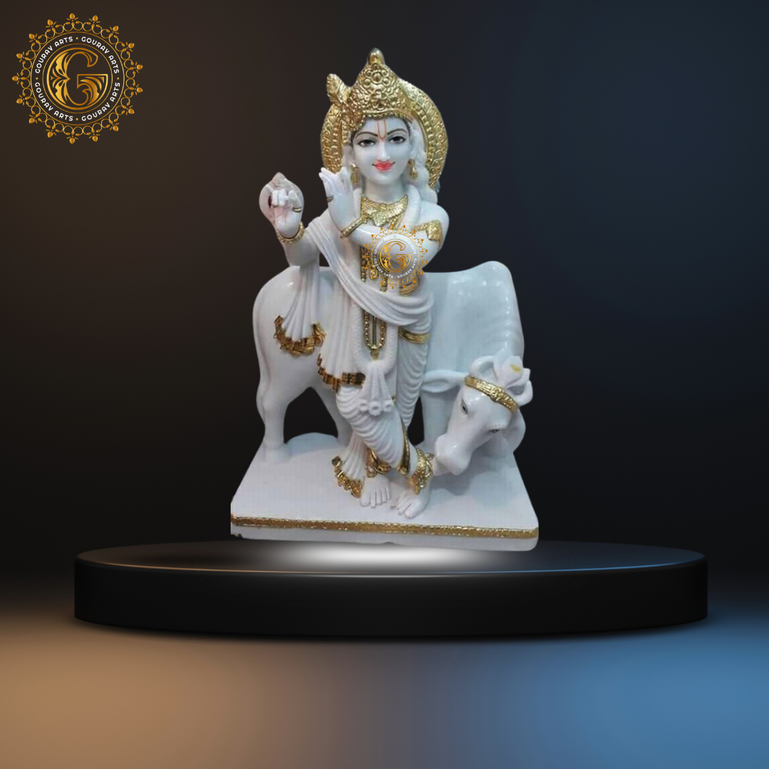 44Radha Krishna Marble Statue