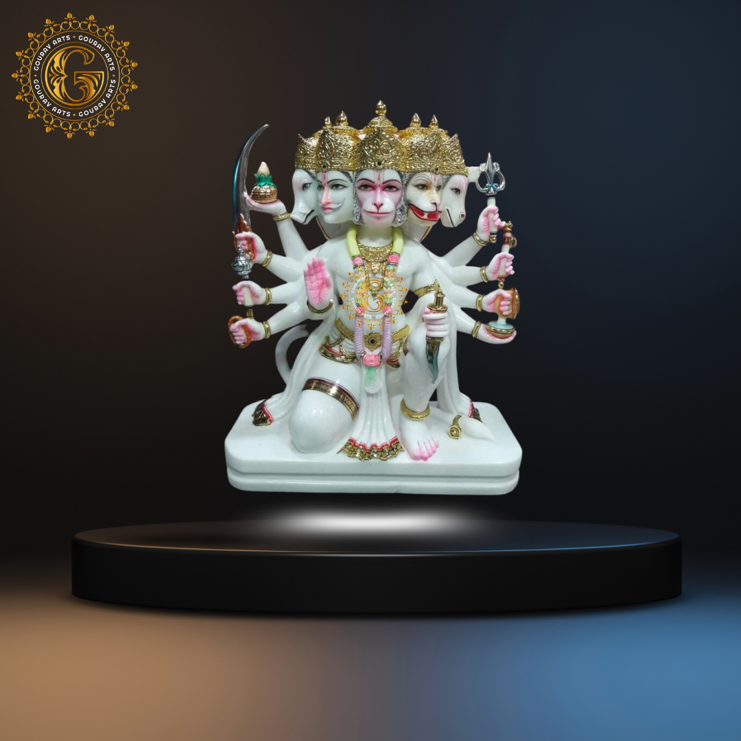 White Marble Panchmukhi Hanuman Ji Statue