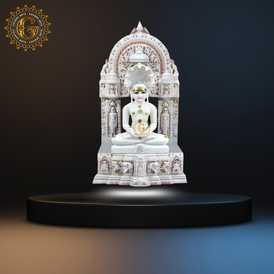 White Marble Parshwanath Parikar Statue