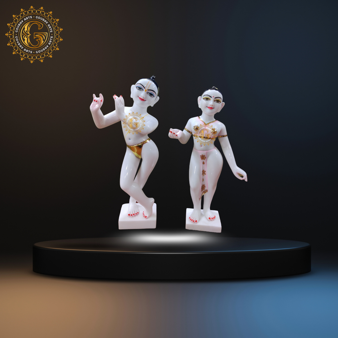 Pure White ISKCON Radha Krishna Statue