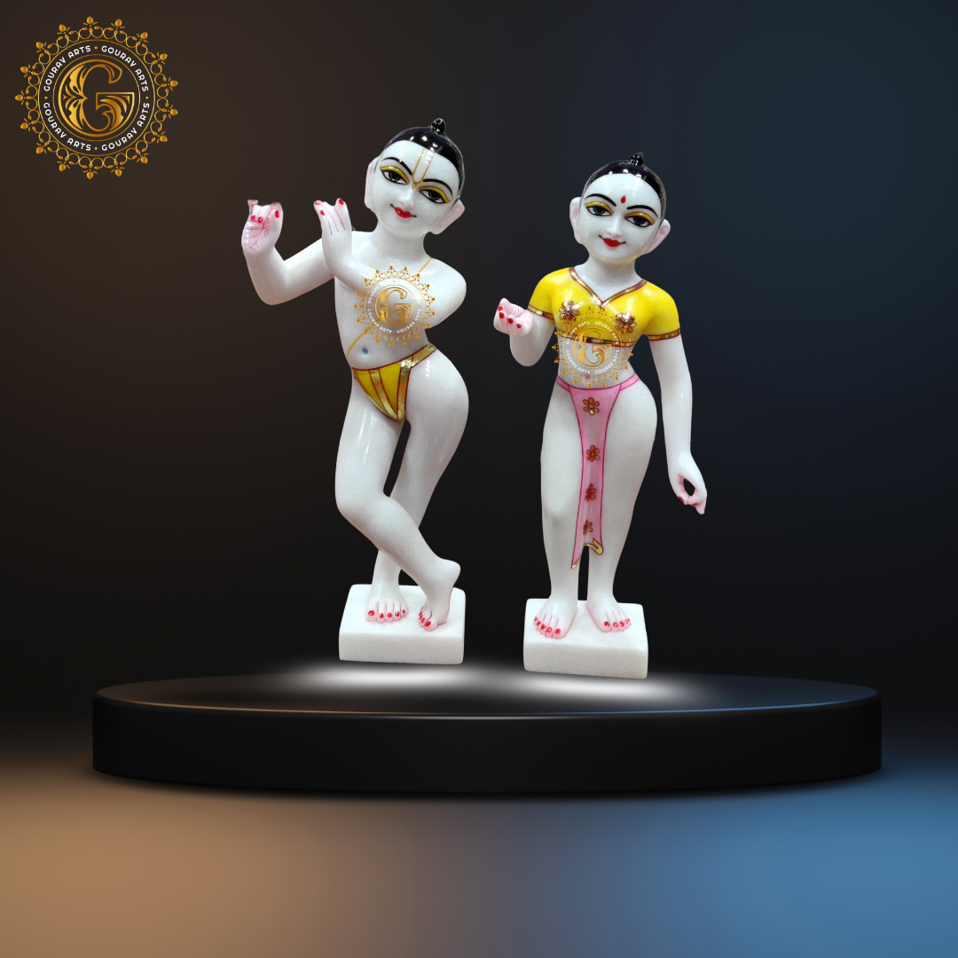 ISKCON White Marble Radha Krishna Statue