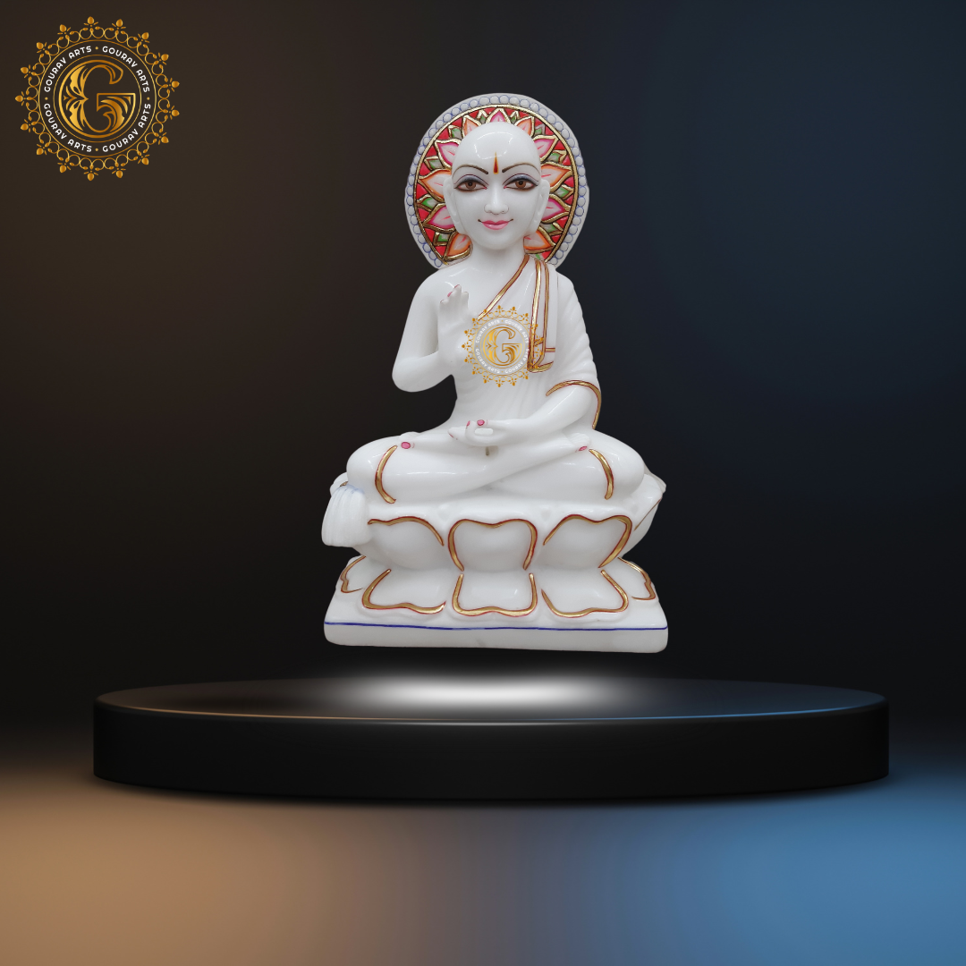 Jain Gautam White Marble Statue